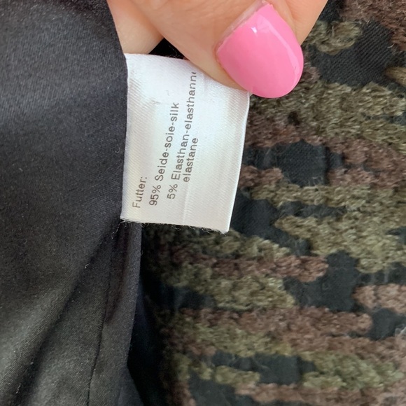 Akris Silk Tweed Knit Green Brown Notched Blazer size 10 - Picture 5 of 7